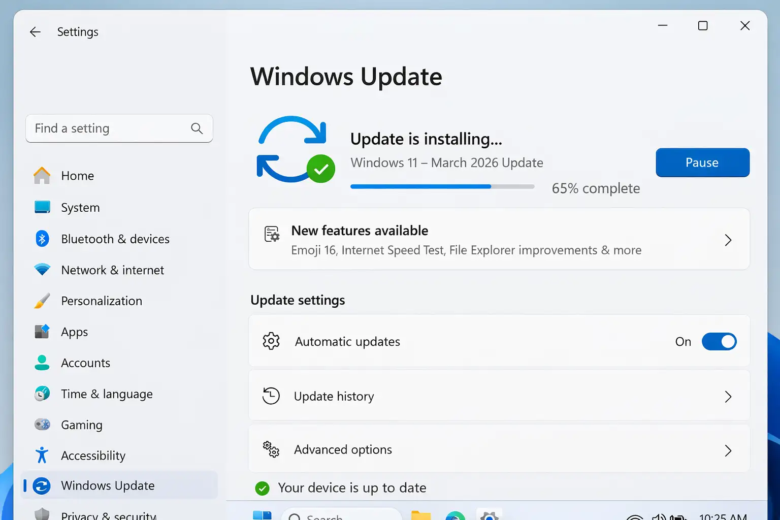 1st Windows Update in Windows 11 Settings