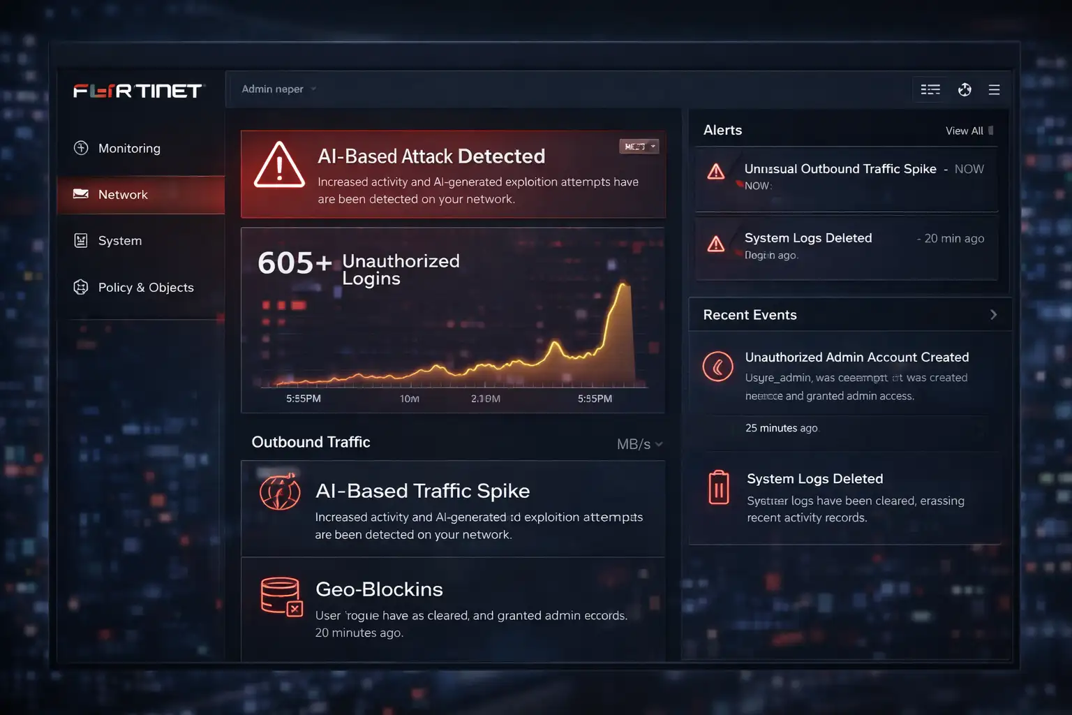 AI attack detected on FortiGate dashboard