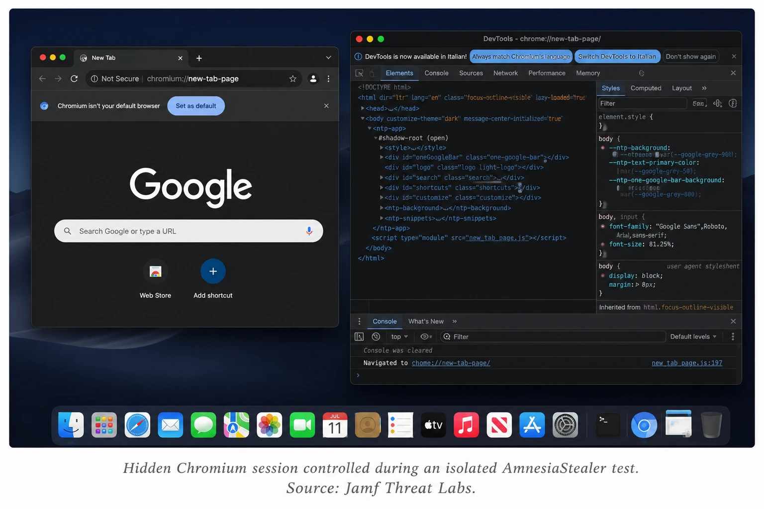 Chromium DevTools on Dark Desktop