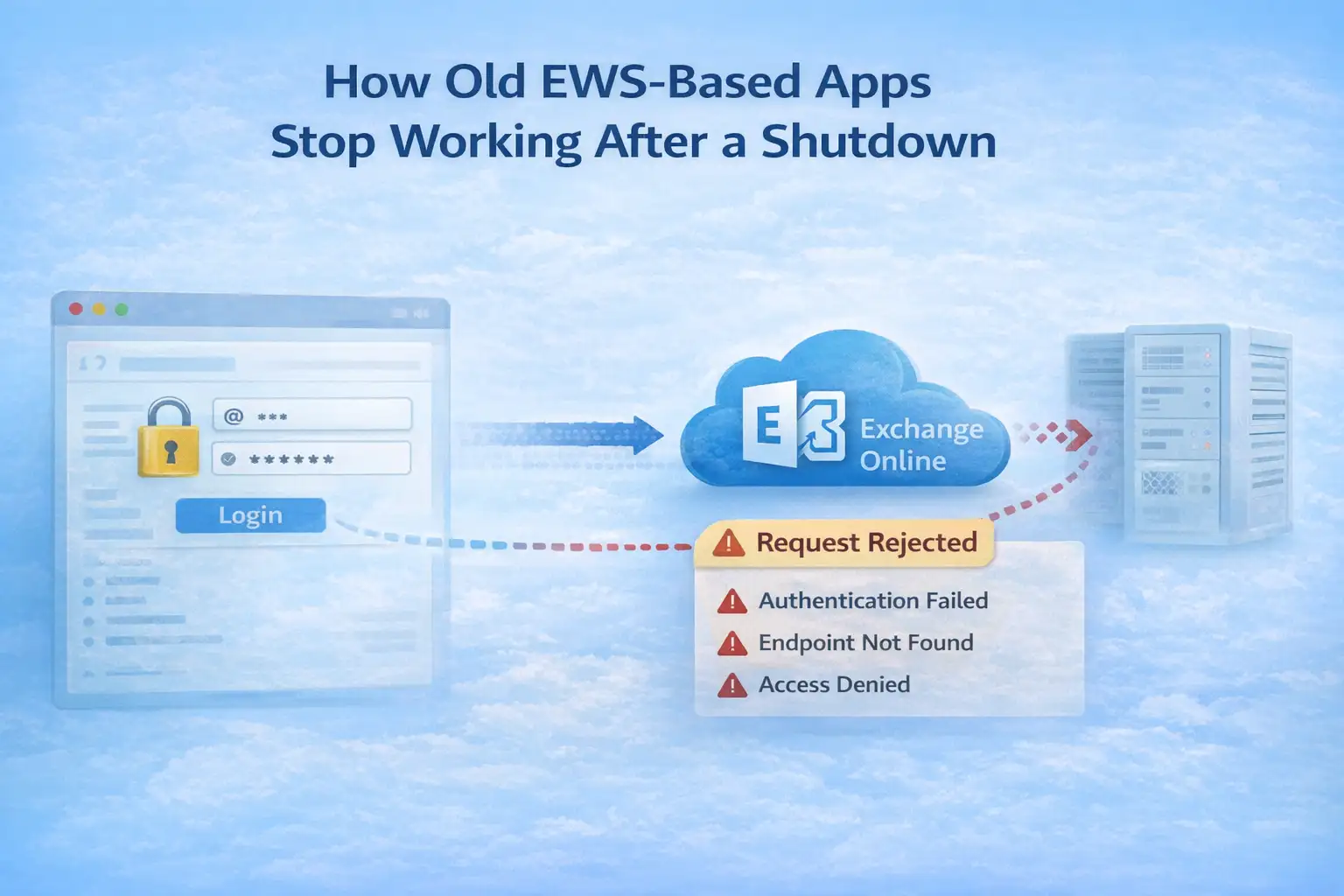 EWS app failure after shutdown