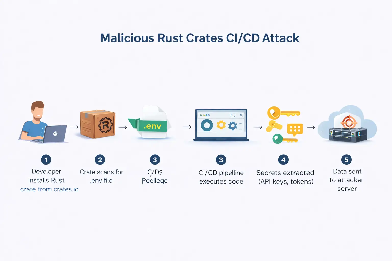 Malicious Rust crates attack workflow