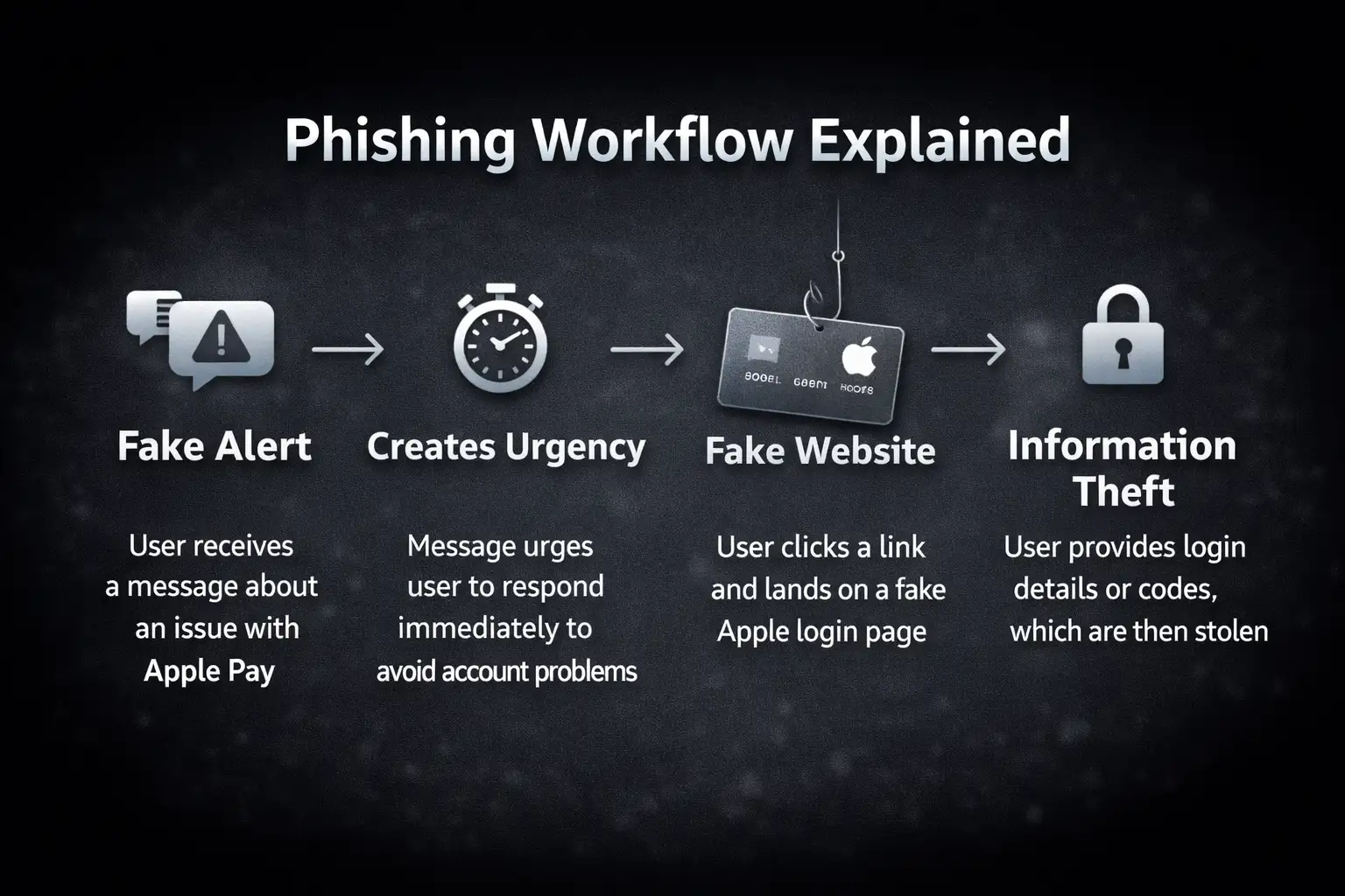 Phishing workflow targeting Apple Pay users