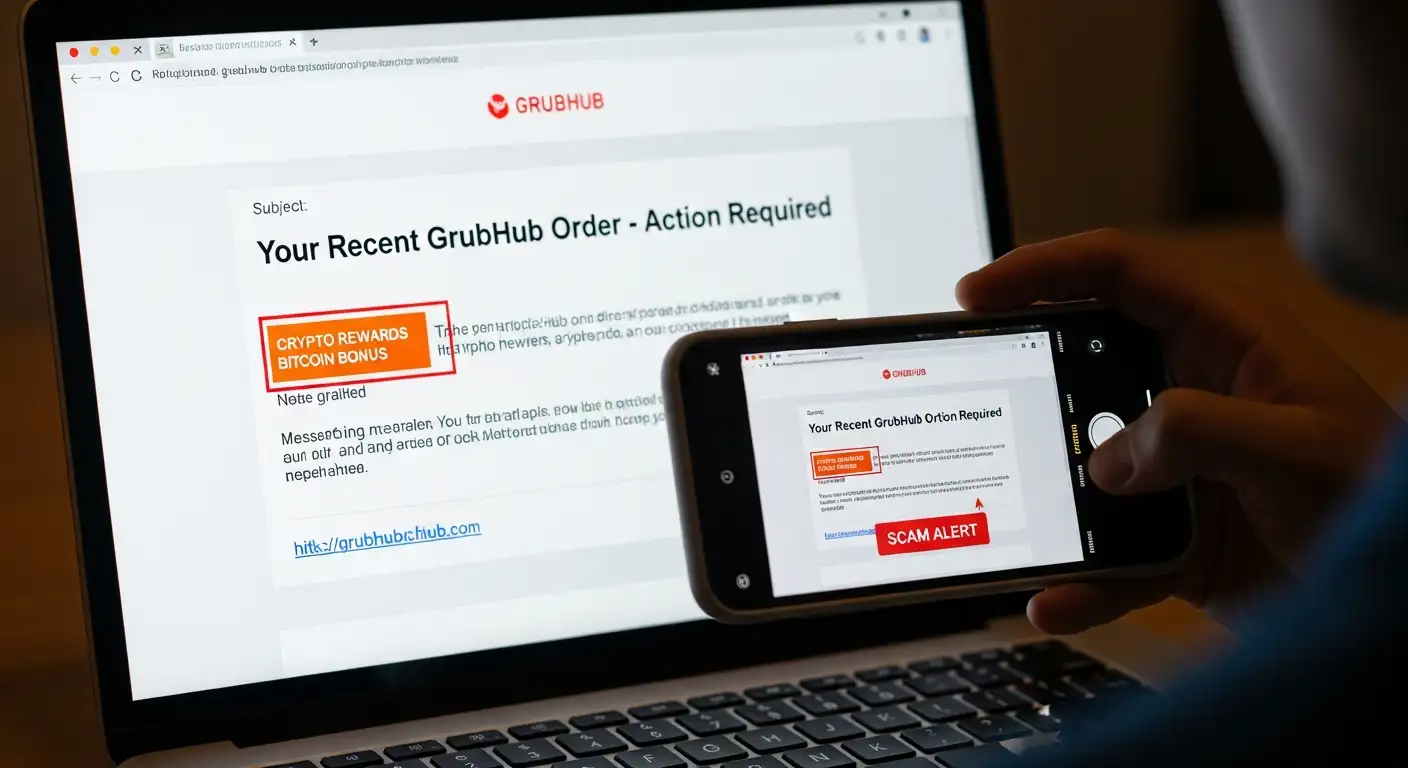 Fake GrubHub Emails Crypto Scam