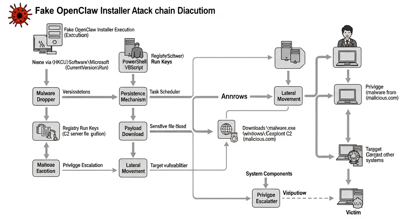 Fake OpenClaw installer malware attack chain 
