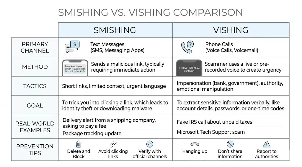Smishing vs vishing 