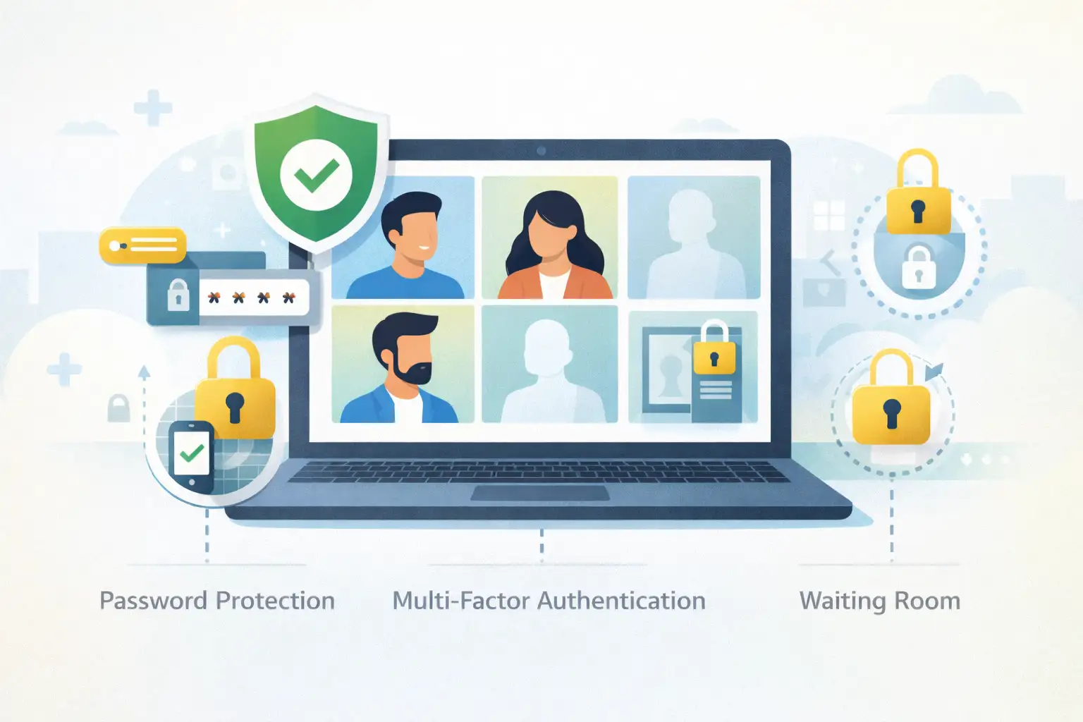 Secure video meeting setup infographic