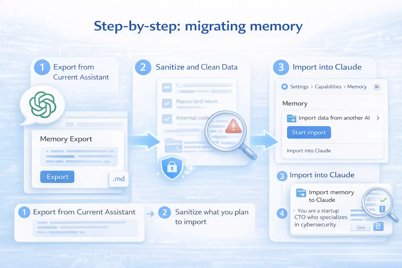 Step-by-step memory migration process