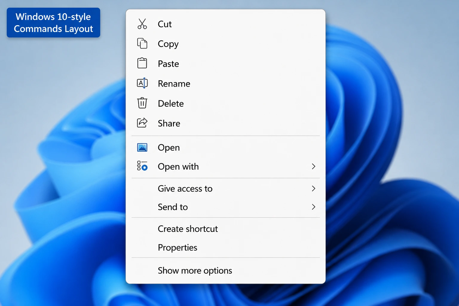 Windows 10-Style Context Menu Mockup